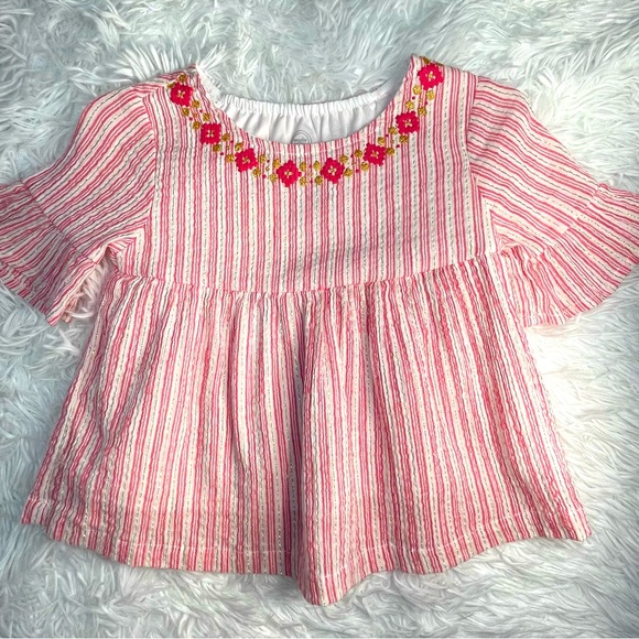 Toddler Girls Top | 2t | pink white gold stripe - Picture 1 of 10